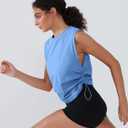 Workout Tops for Women Lightweight Yoga Shirts Athletic Top Gym/Running Cropped Tank Tops Baby Blue (Blue)