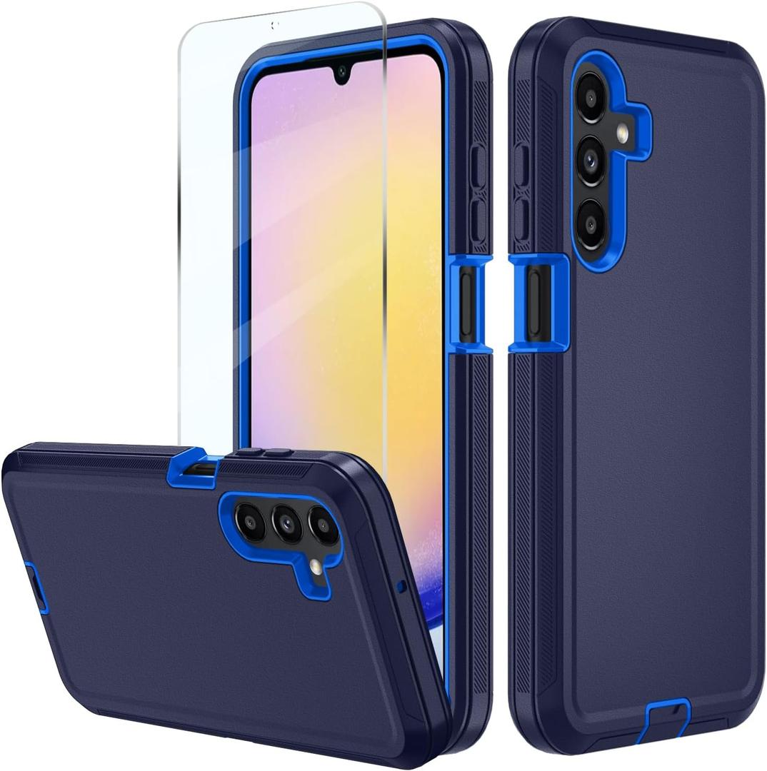 for Samsung Galaxy A16 5G case,A16 5G Heavy Duty case,with A Tempered Glass Screen Protector, [Military Grade Protective ] [Shockproof] [Dropproof] [Dust-Proof] (Dark Blue)