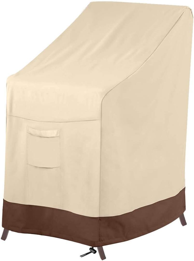 Vailge Stackable Patio Chair Cover,100% Waterproof Outdoor Chair Cover, Heavy Duty Lawn Patio Furniture Covers,Fits for 4-6 Stackable Dining Chairs,1 Pack-36 Lx28 Wx47 H,Beige&Brown