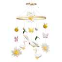 Baby Mobile for Crib Goose Nursery Decor Handmade Felt Crib Mobile for Bassinet One Silly Goose Birthday Decorations Flowers Butterflies Bees Room Hanging Decor Baby Shower Newborn Gifts