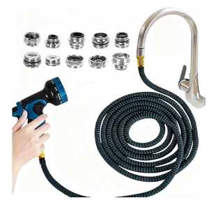 Indoor Sink Hose Attachment for Faucet - (75FT) Faucet Hose with 10 Adapters for Kitchen Sink Bathroom Sink Faucet, Watering Houseplants, Washing Pets, Household Cleaning, Car Washing