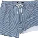 Mens Swim Trunks with Compression Liner 5 Inch Inseam Swimming Trunks Shorts for Men (Blue, XXL)