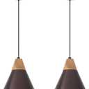 SESIMENT Farmhouse Pendant Light, Brown Pendant Light 2 Packs 9.4inch, Kitchen Pendant Lights, Pendant Lights Kitchen Island for Kitchen, Bedroom, Bar