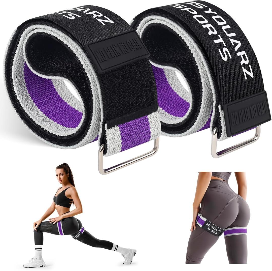 Booty Bands for Working Out, Blood Flow Restriction Bands for Women/Men, Adjustable Velcro Occlusion Resistance Bands BFR Training Bands for Glutes & Hip Building 2 Pack (Purple Pro)