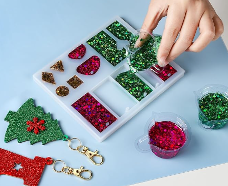 LEOBRO Silicone Mat for Crafts, 3 PCS 23.4 x 15.6 Large Silicone Mats, Craft Mats for Resin Molds, Clay, Dough, Jewelry Making, Sculpture Casting, Pastel Pink & Dark Green & Pastel Blue