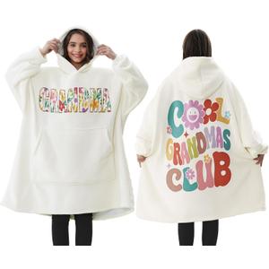 Gifts for Grandma Christmas Gifts from Granddaughter Grandkid Grandchildren Wearable Blanket Hoodie Cool Grandma Birthday Gifts for Nana, Gigi, New Grandma, Oversized Sherpa Fleece Blanket Sweatshirt