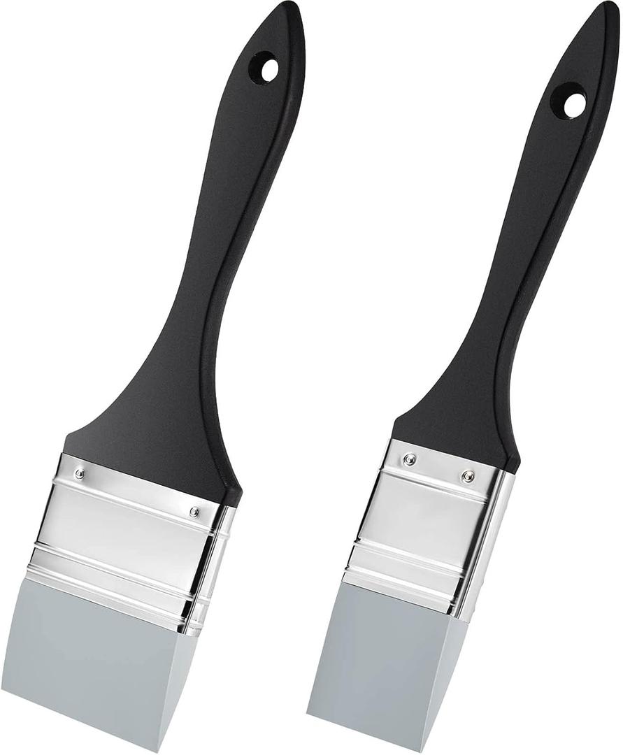 Outus 2 Pieces Silicone Painting Brush Color Shapers for Painting Color Shaper Tool Pointed Edged Solid Flat Flexible and Water Based Drawing Tool for Move Remove Acrylic Paints(1.5 Inch, 2.5 Inch)