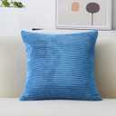 Home Brilliant Large Pillow Cover 26x26 Euro Sham Corduroy Blue Throw Pillow Cover for Couch Bench Car Patio Spring Decor, 66 cm, Blue