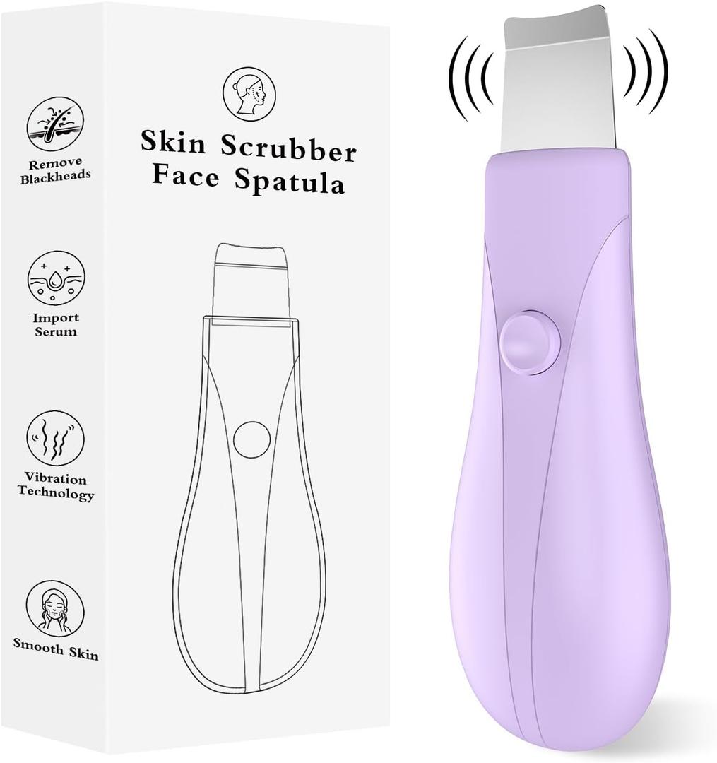 Dual-Mode Blackhead Remover Tools- Skin Scrubber Face Spatula | Battery/Handheld Face Scraper for Deep Cleansing, Skin Care Tool for Men and Women (Purple)
