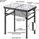 Outdoor Side Table, Portable 3 Adjustable Height Small Outdoor Folding Table, Aluminum Foldable Patio Side Tables for Outside Indoor, Plant Stand Coffee End Table for Pool, Porch,Garden, Balcony, Toile De Jouy