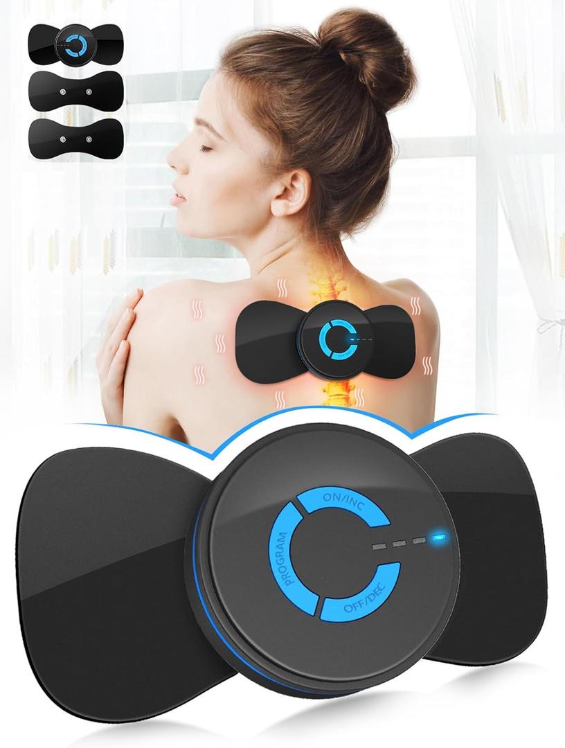 Tens Black Unit with 2 Pads,EMS Microcurrent Mini Massager Machine,Low Frequency Multi Function Physiotherapy Instrument Muscle Stimulator,Full Body Pain Relief Therapy Device(FSA or HSA Eligible)