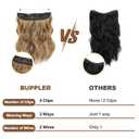 Halo Hair Extensions 12 Inch Invisible Wire Hair Extensions Adjustable Long Wavy Hairpiece Synthetic Upgrade 4 Secure Clips in Hairpieces 12 Inch,Honey Blonde Mix Light Brown