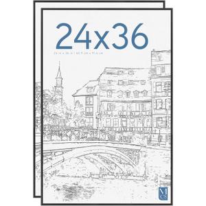 MCS Original Poster Frame 24x36 Black Lightweight Vertical & Horizontal Wall Hanging Large Picture Frame for Posters, Art Prints & Gallery Wall (2-Pack)