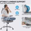 TRALT Ergonomic Office Chair - Desk Chair with Wave High Back Adjustable Lumbar Support Computer Chair - Gaming Chairs Mesh Backrest and PU Leather Seat for Home Reading Chairs to Adults(Grey)