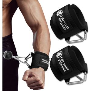 J Bryant Fitness Wrist Cuffs for Cable Machines  Heavy Duty Adjustable Wrist Straps with 7mm Neoprene Padding for Strength Training, Pull Exercises, and Forearm Support (Large, Black)