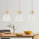 ELYONA 3 Pack White Hammered Pendant Lights for Kitchen Island 7 Small Nordic Solid Wood Hanging Light Fixtures, Modern Metal Pendant Light Fixtures for Bar, Dining Room, Bedroom, Hallway, Office