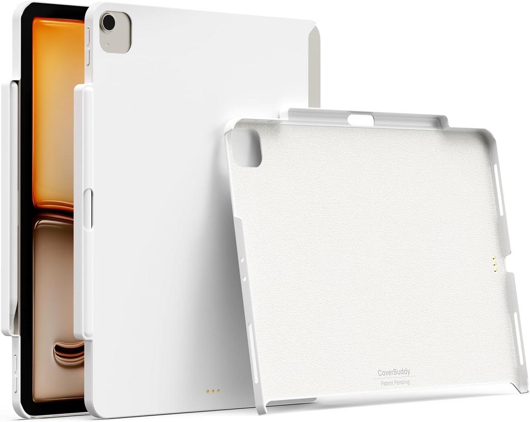 MAGEASY CoverBuddy Lite for M3/M2 iPad Air 13 (2024-2025) - iPad Air Case Compatible with Magic Keyboard, with Apple Pencil Pro Pencil Holder - White
