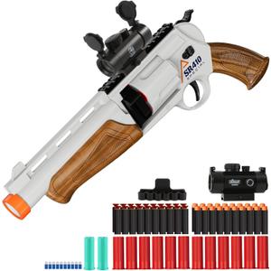 Toy Guns for Boys, Shotgun Foam Dart Blaster, Enhanced Revolver Children Outdoor CS Soft Bullet Toy Rifle, Birthday Xmas (Gold)