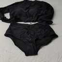 Pinup Fashion Long Sleeve Rash Guard - 2 Piece Swimsuit Bathing Suits with Bottom Swim Top UV UPF 50+ (X-Large, Black)