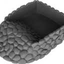 Reptile Water Dish Large Bearded Dragon Food Bowl, Rock Corner Water Dish for Reptiles Snake Water Bowl Feeding for Leopard Gecko Tortoise Lizard Tank Accessories, Terrarium Reptile Pool with Ramp (Grey)