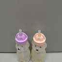 Upgraded 2 Pack Honey Bear Straw Cups for Baby, Toddler - Flip Top, Spill-Proof & Anti-pullout & Pop-up Straw Design - 8 OZ Squeezable Transition Sippy Cup for Speech & Feeding Training, Purple&Pink