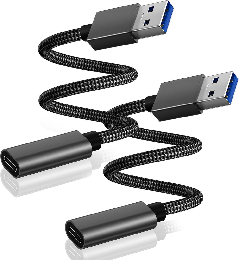 Basesailor USB 3.0 to USB C Adapter 3.3FT 2Pack,USBC Female to A Male Cable,5Gbps 3.1 Type C Charger Connector for Apple iPhone 17 16 16e 15 Pro Max,iPad Air Mini 7,Samsung Galaxy S25 S24 S23 S22 S21