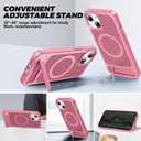 for Magnetic Heat Dissipation case for iPhone 14 Plus,for MagSafe,Coolingf Drop Protection,Adjustable Kickstand case,Ice Armour Cool Matte Material-Rose Pink