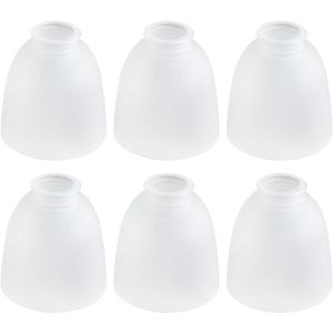 6-Pack White Frosted Glass Shades, Bell Shaped Glass Shade Covers Ceiling Fan Lamp Replacements, Light Fixtures Lampshade for Chandelier Wall Sconces, 1.61" Fitter Size, 5" High x 4.7" Diameter