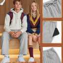 3 Pack Boys Baggy Sweatpants Athletic Wide Leg Joggers Elastic Waist Track Pants Open Bottom Pants with Pockets, 11-12Y
