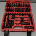 96-Piece 3/8" Drive Impact Socket Wrench and Bit Set, SAE 5/16-3/4 & Metric 8-22mm, Cr-V Standard & Deep Sockets, Power Bits, Ratchet Handle, Universal Joint, Bit Holder, Adapters, Spark Plug Socket