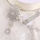 Corsage Wristlet Boutonniere 2 Pcs Silver Wrist Flower with Rhinestone Wristband and Corsage for Groom Perfect for Wedding Party Fullhand Made Heavey Weight(Large)