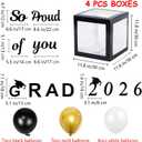 Graduation Decorations 2026 Set of 4 Boxes with 20pcs Balloons and Letters 2026 GRAD So Proud of You - Class of 2026 Party Supplies for High School & College Celebrations