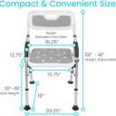 Vive Shower Chair for Elderly and Disabled - Folding Seat with Arms and Back - Foldable Bathroom Chairs for Sitting, Inside Shower - Portable for Travel - Fold Down, Collapsible, Compact & Comfortable