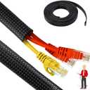 XFasten Cord Protector 3/4 Inch 25ft - PET Expandable Braided Cable Sleeve - Pet Chew Proof Wire Loom for Audio, Video, PC, TV, Automotive Wire Management, Puppy, Cat Proof Black Cable Wrap for Cords