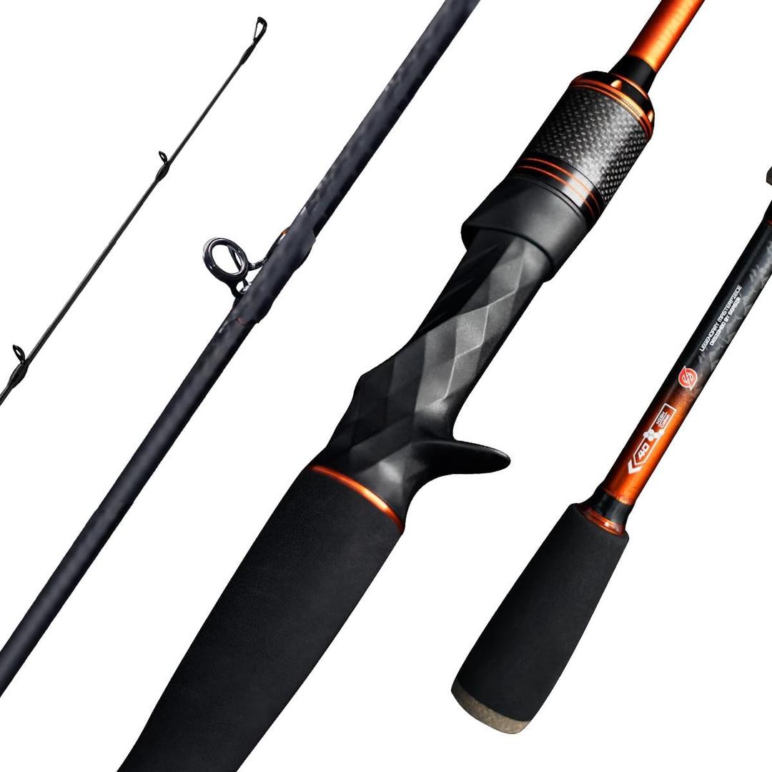 SEASIR CastX Medium Heavy Fishing Rod, Medium Light Spinning Casting Rod, 2 Piece Baitcasting Rod, Saltwater Freshwater Baitcaster Rod, Fast Action, 40T Carbon Fiber, EVA & Cork Grip, Zirconia Ring, 1.83m/C602-ml
