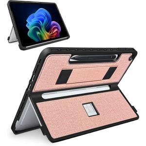 SSSGRGB Protective Case for Microsoft Surface Pro 12 inch 2025 | Fall-Resistant Cover with Hand Strap | Compatible with Built-in Kickstand & Magnetic Slim Pen Storage & Type Cover Keyboard | Pink