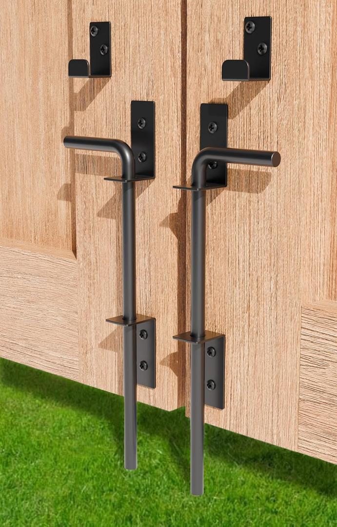 12" Heavy Duty Cane Bolt Gate Drop Rod Extra Thick Hardware Ground Latch for Wood PVC Vinyl Metal Fences Gates, Double Doors, Black Solid Steel-2 Pack 12" Heavy Duty Cane Bolt Gate Drop Rod Extra Thick Hardware Ground Latch for Wood PVC Vinyl Metal Fences Gates, Double Doors, Black Solid Steel-2 Pack