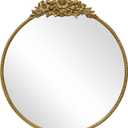 Round Baroque Style Antique 24" Metal Circle Vintage Mirror, Wall Mounted Decorative Mirror for Entryway,Bathroom,Vanity, Retro Gold