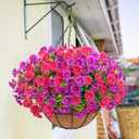 Elyum Artificial Hanging Flowers for Outdoors, Fake Flowers Artificial Petunias Hanging Baskets for Outdoors, UV Resistant Fake Hanging Plants Flowers for Outside Garden Patio Porch Decor