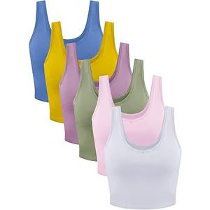 6 Pieces Women Basic Crop Tank Tops Sleeveless Sports Crop Top
Large