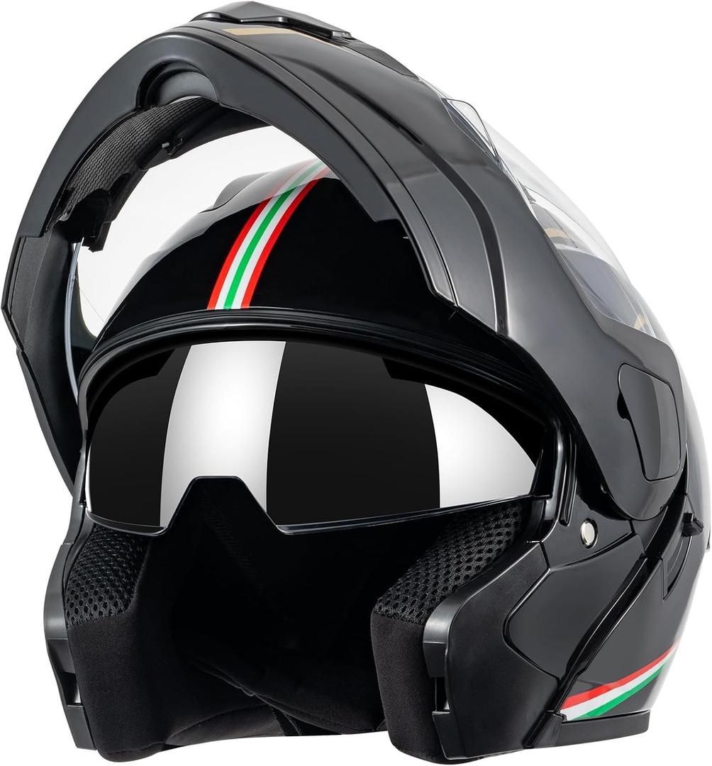 DOT Approved Modular Flip Up Motorcycle Helmet, Dual Visor Full Face Adult  X-Large