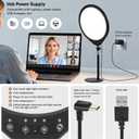 10W 12" Ring Light with Desk Stand & Phone Holder, Dimmable 360 Rotatable LED Full Screen Computer Lamp for Zoom Meetings, Streaming, Gaming, TikTok,YouTube,Videos with Night Light Mode