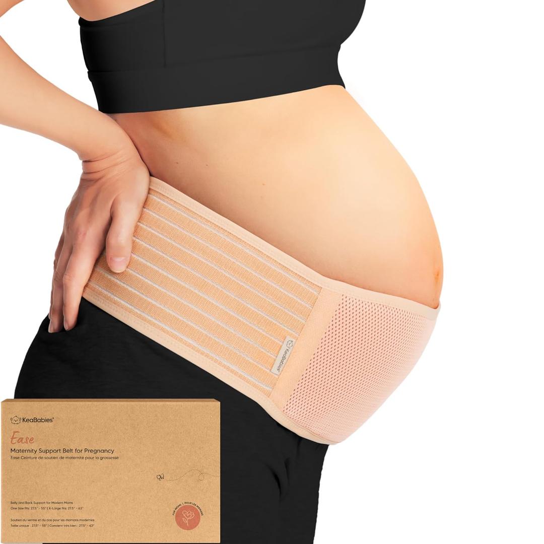KeaBabies Pregnancy Belly Bands for Pregnant Women - 1-Pack, Soft & Breathable Maternity Belly Support Band, Easy Adjustable Maternity Belt for Back, Pelvic Support, Comfortablee (Classic Ivory, M/L)