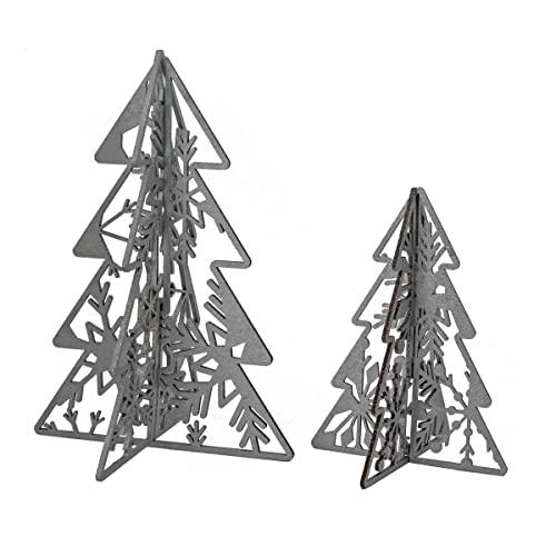 National Tree Company Christmas Tree Table Décor, Lightweight Wood, 10 in and 7 in White