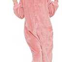 ABENCA Easter Bunny Onesie Pajamas for Unisex Adult Cartoon One Piece Animal Rabbit Halloween Christmas Cosplay Costume (Pink Bunny, Large)