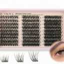 2 x Lash Clusters 300PCS D-roll Natural Lashes Clusters 40D/50D/60D Wispy Lash Cluster 12-14-16-18mm Lashes Cluster Reusable Eyelash Cluster Suitable for DIY Clusters Eyelash Extensions