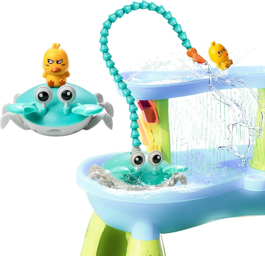 Upgraded Water Table Pump, Crab Battery Powered Water Pump for Water Table, IP67 Waterproof 6 Hours Non-Stop Fun Summer Outdoor Water Toys Outside Water Play Table Accessories for Kids