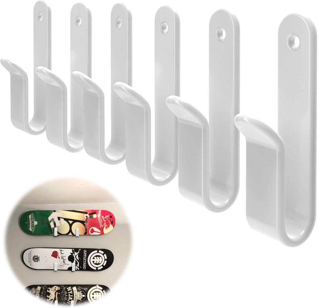 Horizontal Snowboard Wall Mount Clips Snowboard Rack Wall Mount Snowboard Mount Storage Snowboard Wall Mount for Room (White 6pcs)