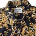fohemr Mens Luxury Dress Shirts Baroque Gold Chain Print Casual Long Sleeve Button Down Buchona Shirt for Party (Black, XL)