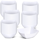 Tanlade 50 Pcs Square Plastic Serving Bowls Disposable Snack Salad Bowl Small Party Candy Bar Containers Taco Bar Serving Dishes for Buffet Chips Fruit(12 oz,White)